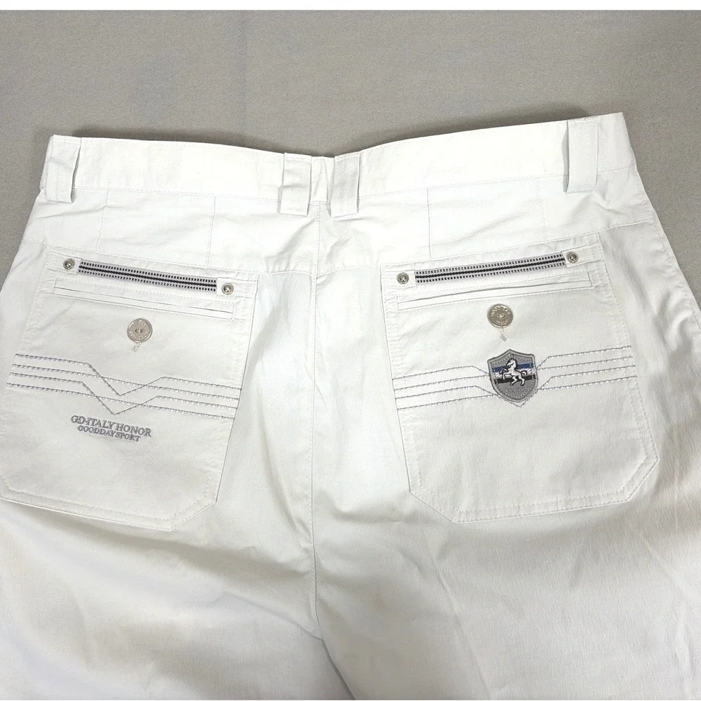 Good Day‎ Goods Mens White Pleated Cotton Trousers Size 36 Straight Leg Casual